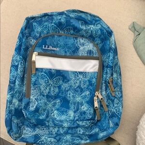 L.L. Bean Teal Butterfly Print Backpack